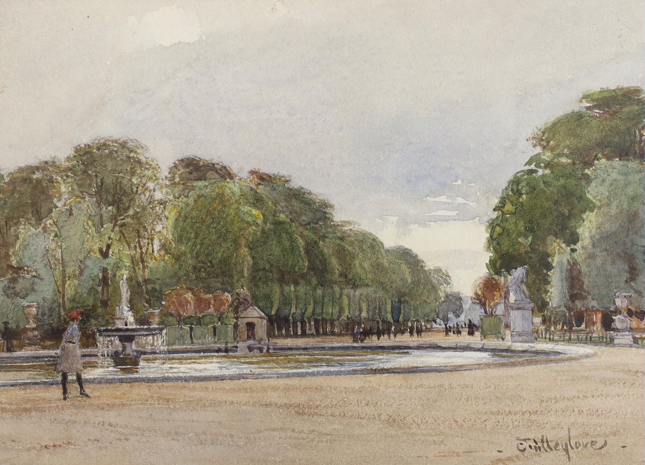 John Fulleylove (1845-1908), watercolour, 'Tuilleries Gardens, Paris', signed, 13 x 18cm